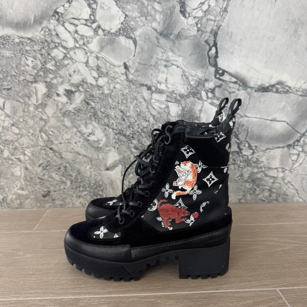 Louis Vuitton Suede Catogram Platform Desert Boots